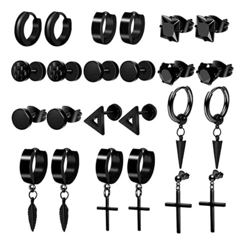 12 Pares Aretes Con Piercing Pendientes Aretes Hombre Mujer.