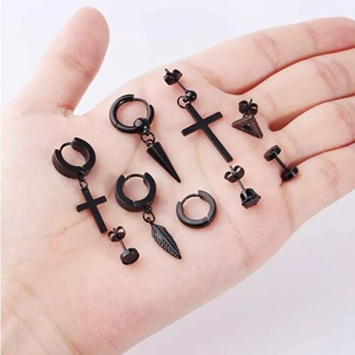 12 Pares Aretes Con Piercing Pendientes Aretes Hombre Mujer.