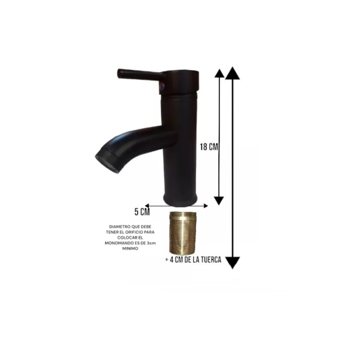 MONOMANDO BAJO PARA LAVABO TUBULAR NEGRO