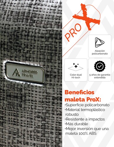 Maleta de mano carry-on cabina policarbonato Pro-x Luna 20 pulgadas capacidad 10 kg rígida con cierre expandible candado de seguridad tsa-lock Armored Travel