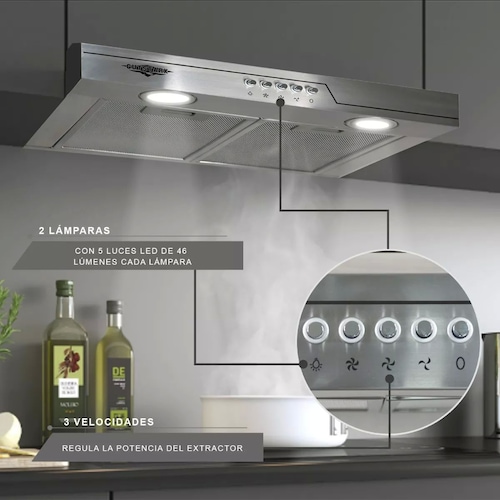 Campana Cocina Extractora Purificadora Acero 50x44.5x12cm