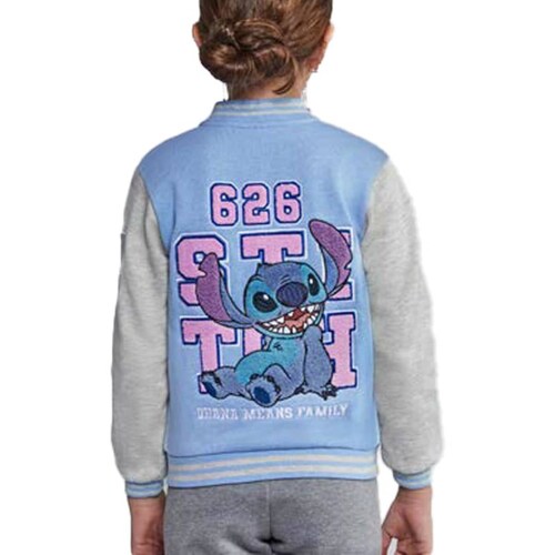 Sudadera tipo universitario para niña color azul claro de Stitch, mod. 1092073