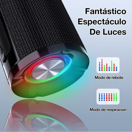 Bocina Bluetooth Portátil HD AUX/Micro SD/TF/USB, Negro