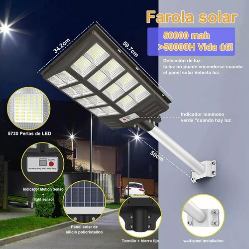 640 Led Lámpara Solar Suburbana Alumbrado Publico 800w.