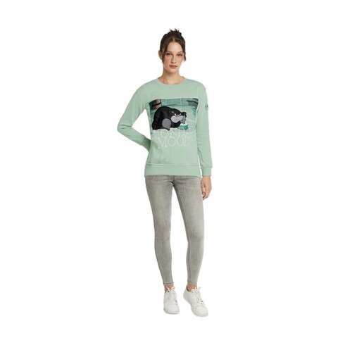 Sudadera de mujer, de la Cenicienta, estampada, color menta, mod. 1092161