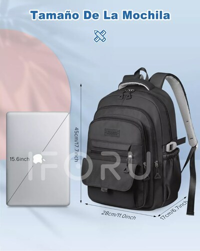 Mochila Escolar Viaje Bolsa Mochilas Para Laptop 16 In 3 Capas Iforu 40 L.