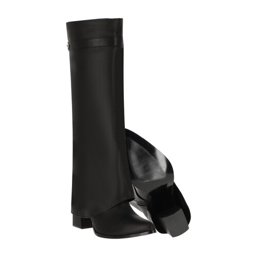 Bota Puntal De Tacón Larga Maxi Francia Para Mujer Piel Sintética Negro.