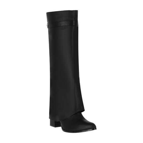 Bota Puntal De Tacón Larga Maxi Francia Para Mujer Piel Sintética Negro.