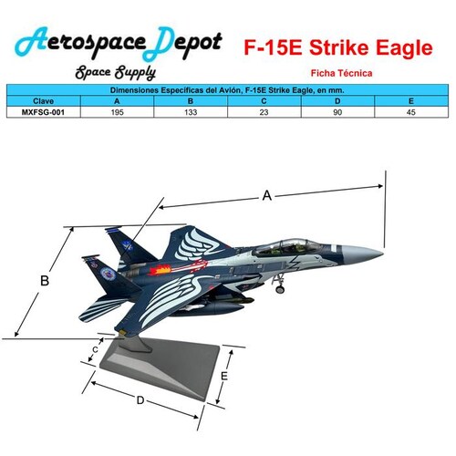 McDonnell Douglas F-15 Eagle MXFSG-001-21 F-15E Strike Eagle 1100 19,5x13,3x5,5cm MetalPlástico Base Plástico AzulBlanco, F-15E Strike Eagle