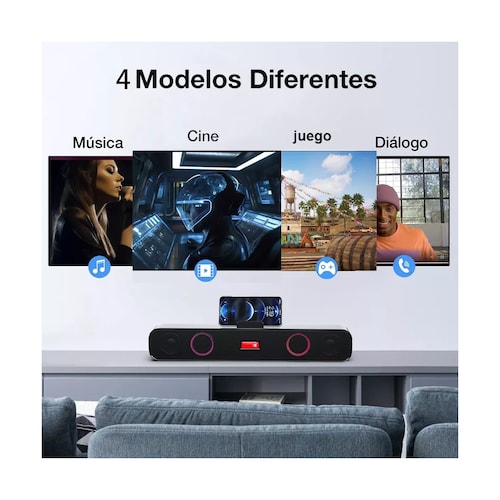 Barra De Sonido Para Pc Tv Bocinas Inalámbrica Bluetooth Rgb