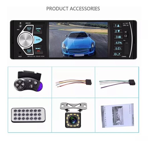Auto Estéreo 4.1 Pantalla 1 Din Bluetooth Usb Sd Fm + Camara.