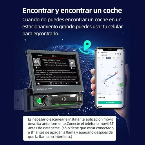 Autoestéreo Mirror Link 1din Retráctil Hd Estéreo De 7 Pulga