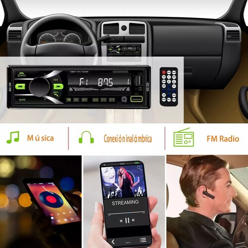 Car Mp3 Player Fm Coche Radio Wireless Audio Central Control.