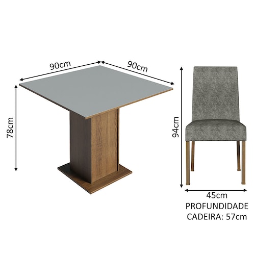 Juego de Comedor Karina Madesa Mesa y 4 Sillas Marrón/Gris/Plata.