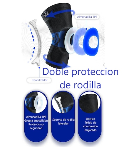 Rodillera deportiva profesional almohadilla TPE soporte elástico antideslizante compresión