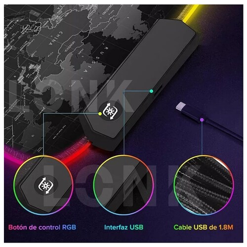 Alfombrilla De Ratón Gamer Rgb Luz Led Lonk Alfombrilla
