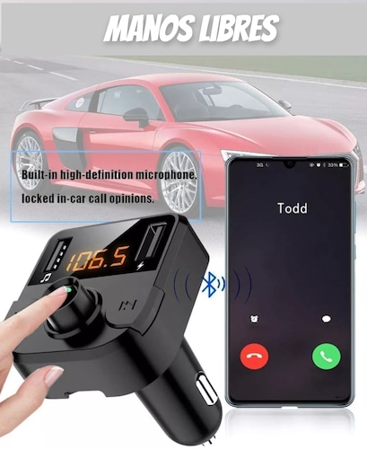 Cargador Receptor Bluetooth Fm Mp3 Estéreo.