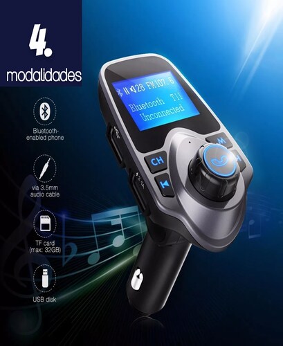 Transmisor Bluetooth Fm Aux Usb Receptor Mp3 Mano Libre Auto.