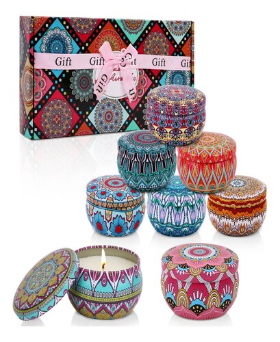 Vela De Aromaterapia Velas Aromaticas Cera Soja Navideñas8ps.