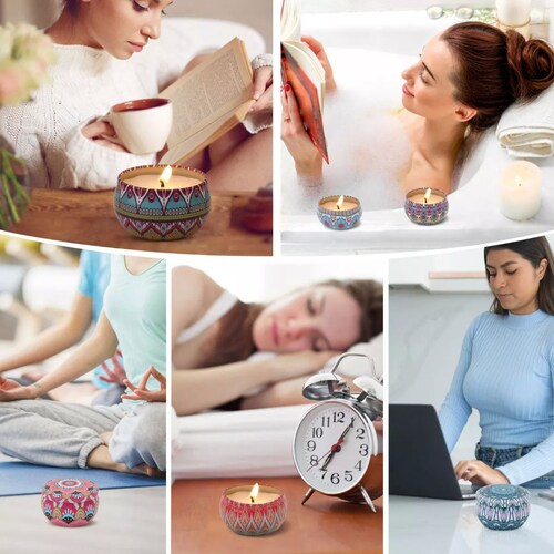 Vela De Aromaterapia Velas Aromaticas Cera Soja Navideñas8ps.
