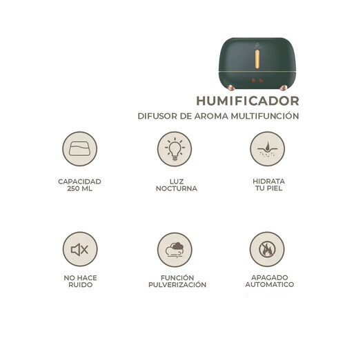 Humidificador Difusor con Llama para Aceites Esenciales + 6 Aceites Esenciales - Color al Azar