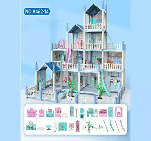Casita Casa De Muñecas Led Castillo De Princesa Juguete Color Azul Beautiful Home