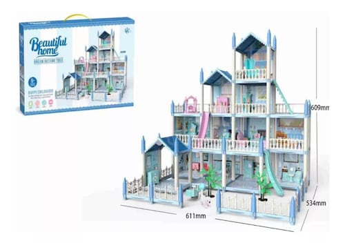 Casita Casa De Muñecas Led Castillo De Princesa Juguete Color Azul Beautiful Home