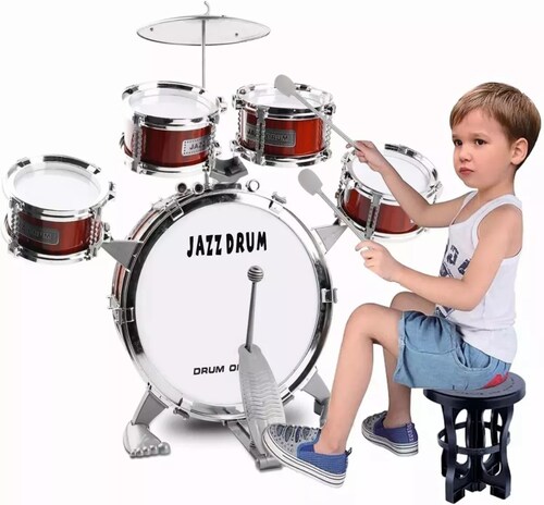 Batería musical de juguete WinCheers Toddler Drum Set rojo.