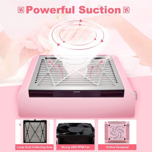 Aspiradora Extractor De Polvo Uñas Profesional Portátil 80w ROSA