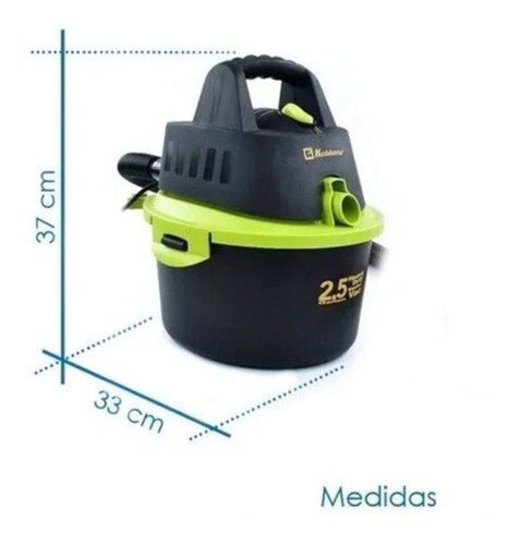 Aspiradora Wd-2.5k Seco Mojado 9.5 Litros, 120 V, Color Negro/Verde