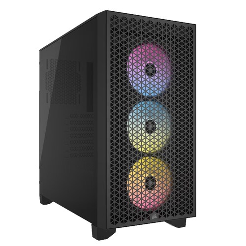 Gabinete Gamer CORSAIR 3000D AIRFLOW RGB ATX 3 Fan Cristal Templado Negro CC-9011255-WW 