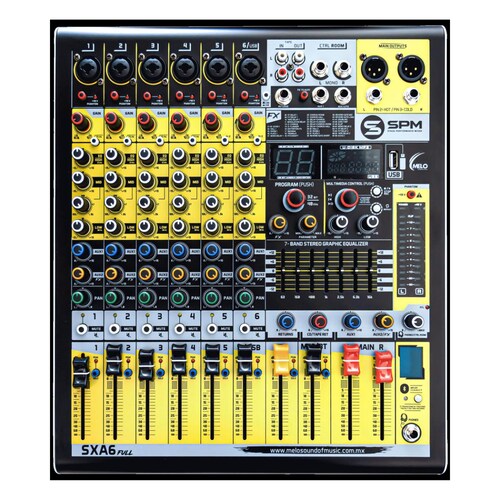 Mezcladora MELO SXA6FULL 6 canales phantom power usb bt.