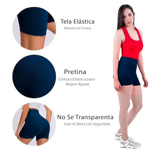 Short Licra Azul Marino Pretina Ancha, Unitalla Deportivo, Mujer, Mallon, Atléticos, Yoga, Entrenamiento, Ciclismo, Correr