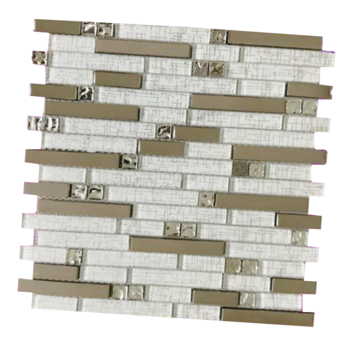 Malla / cenefa / Mosaico decorativa 100% cristal mod. ITALIA DETALLES cromados
