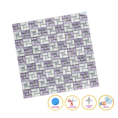 Malla / cenefa / Mosaico decorativa 100% cristal mod. Sara color lila AUTOADHERIBLE