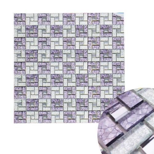 Malla / cenefa / Mosaico decorativa 100% cristal mod. Sara color lila AUTOADHERIBLE