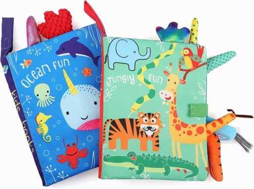 Libro Tela Temprana Educativo De Bebés 2 Pcs Impermeable Suave, Multicolor
