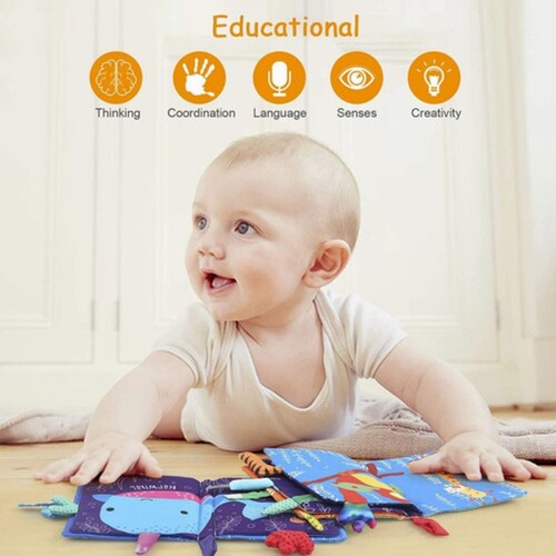 Libro Tela Temprana Educativo De Bebés 2 Pcs Impermeable Suave, Multicolor
