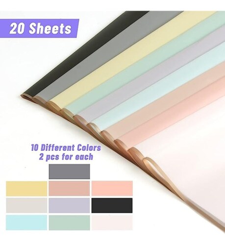 20 Hojas Papel Coreano Para Ramos Bouquet Floral Traslúcido 01Polvo