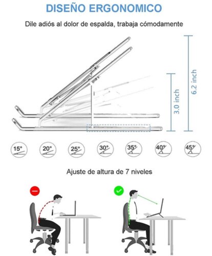 Base Soporte Para Laptop De Aluminio, Plegable, Portátil Plata
