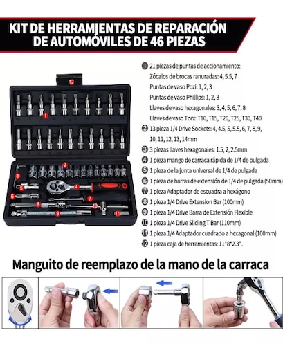 Juego De Herramientas Mecánicas Autocle Dados Acerokit 46pcs.