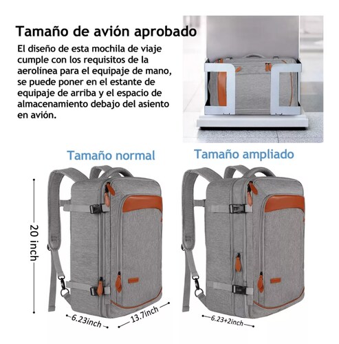 Mochila De Viaje Para Adulto, 50l Grande Espacio, Mochila De Mano Transporte Para Viaje, Aprobado Por Avión 10kg, Antirrobo Y Impermeable.
