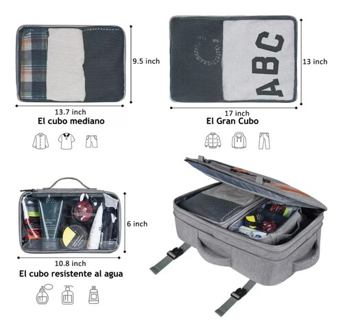 Mochila De Viaje Para Adulto, 50l Grande Espacio, Mochila De Mano Transporte Para Viaje, Aprobado Por Avión 10kg, Antirrobo Y Impermeable.