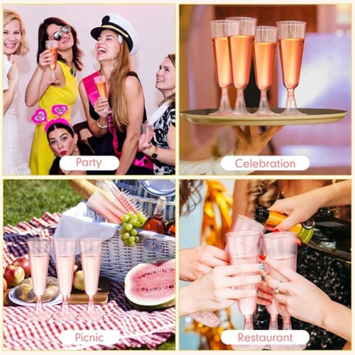 Copas Plastico Fiesta Elagantes Champagne Rosa 50 Piezas rosa 