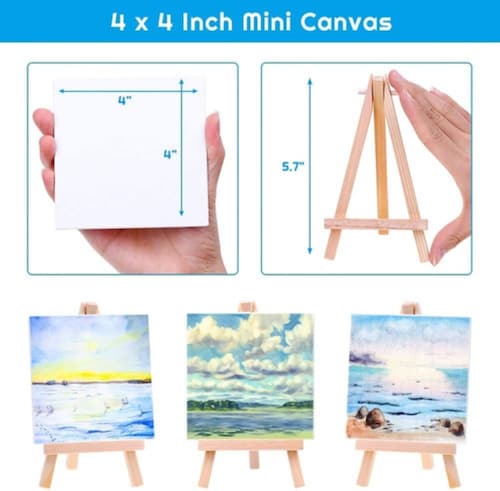 Mini Caballete De Madera Con Lienzo Para Pintura 20 Piezas blanco