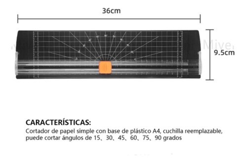 Guillotina Plastico Regla Oficio Cortador Papel Foto Tarjeta negro