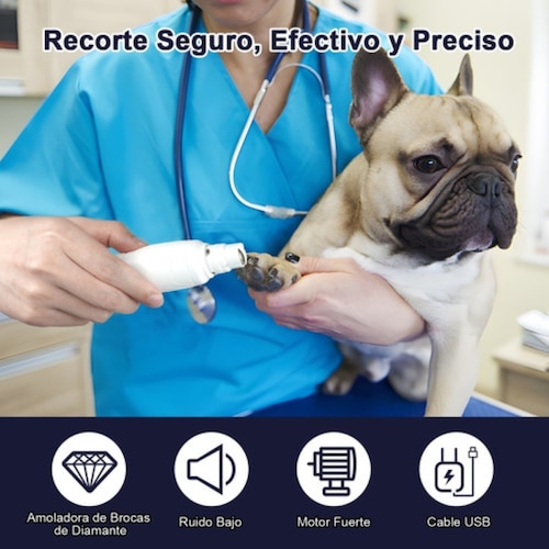 Cortaúñas Perro Molinillo De Uñas Mascota,luz Led Recargable blanco