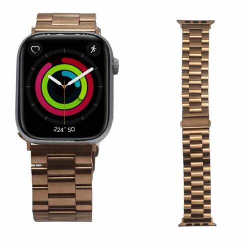 Correa Meta- Brillo Lujosa Dorado-4 42, 44, 45mm Apple Watch Extensible
