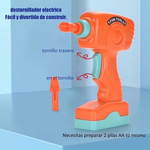 Juguete De Niño Bloques Taladro Eléctrico Caja De Herramienta