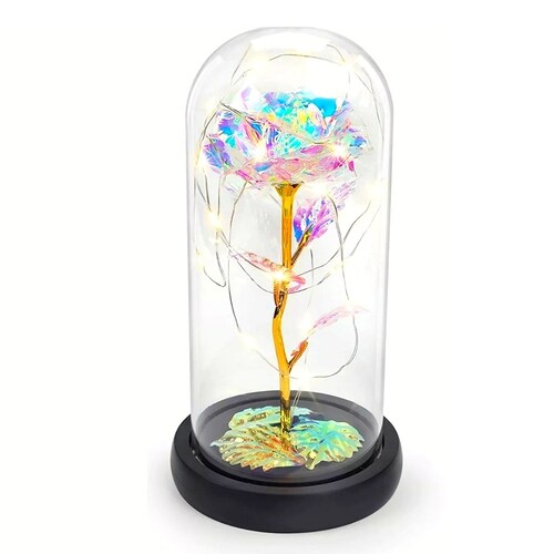 Regalo Perfecto Romántico De Flor De Rosa Eterna Con Luz Led